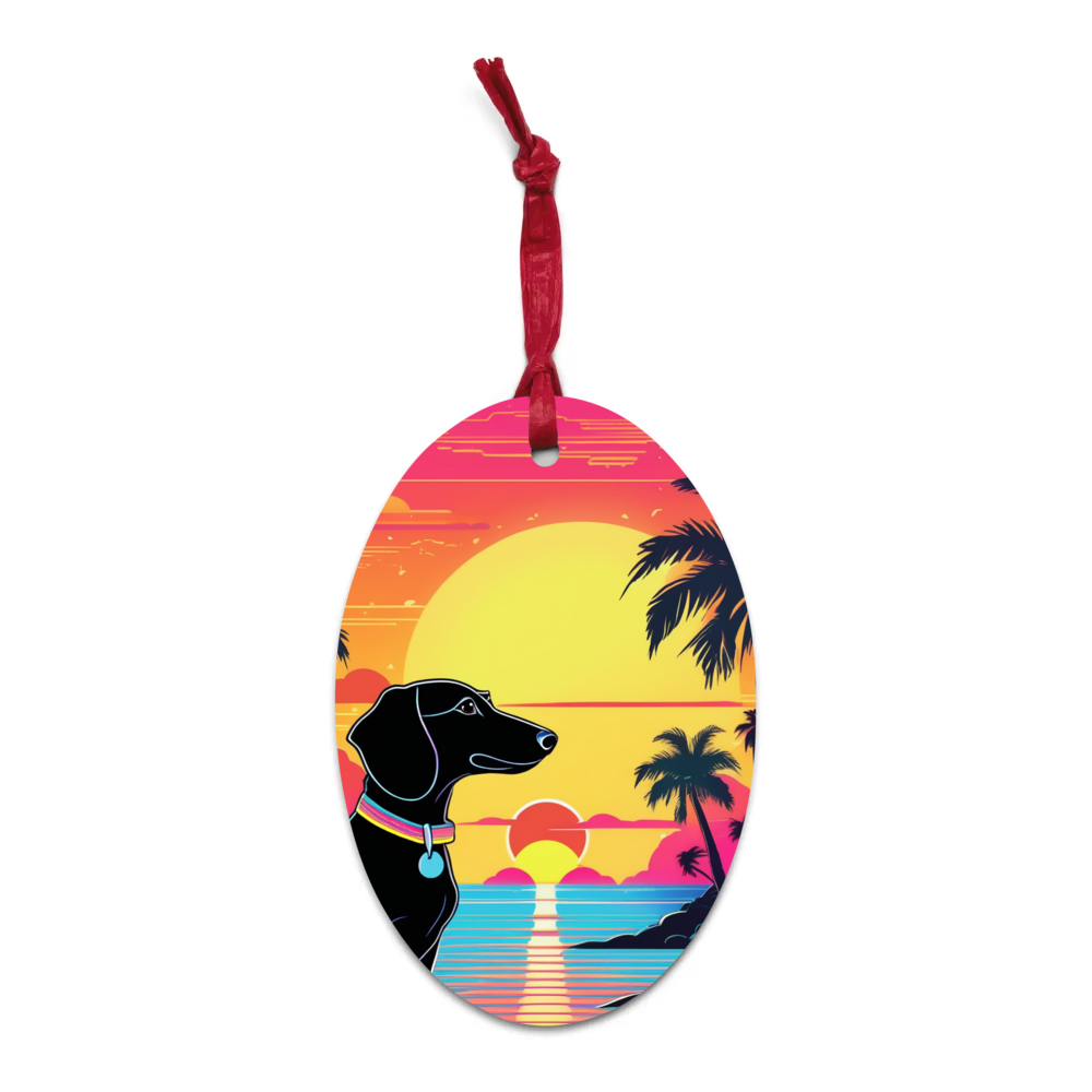 PugMug Custom Black Dachshund Wooden Ornament