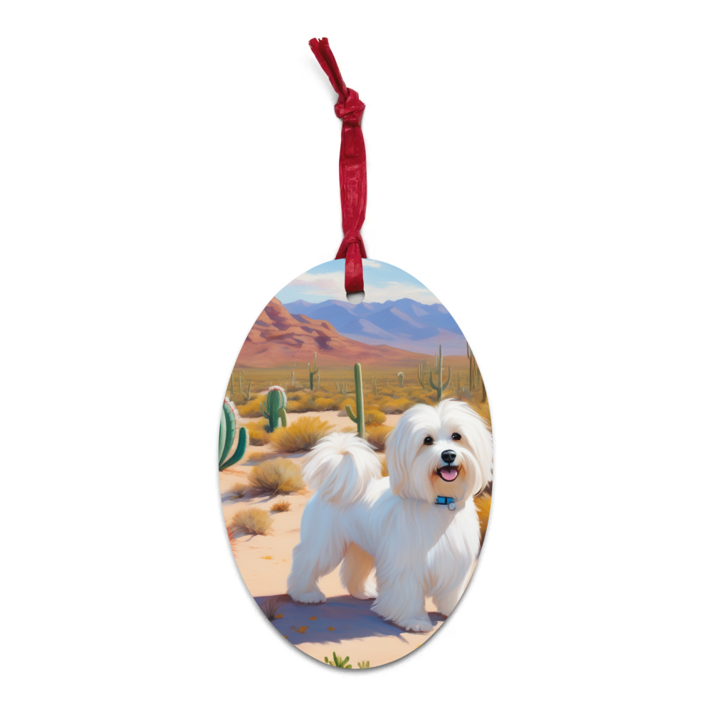 PugMug Custom White Havanese Dog Wooden Ornament