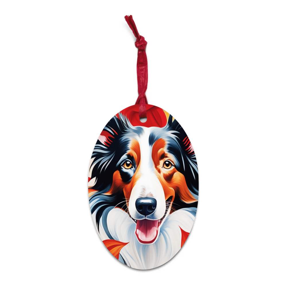 PugMug Custom Border Collie Wooden Ornament