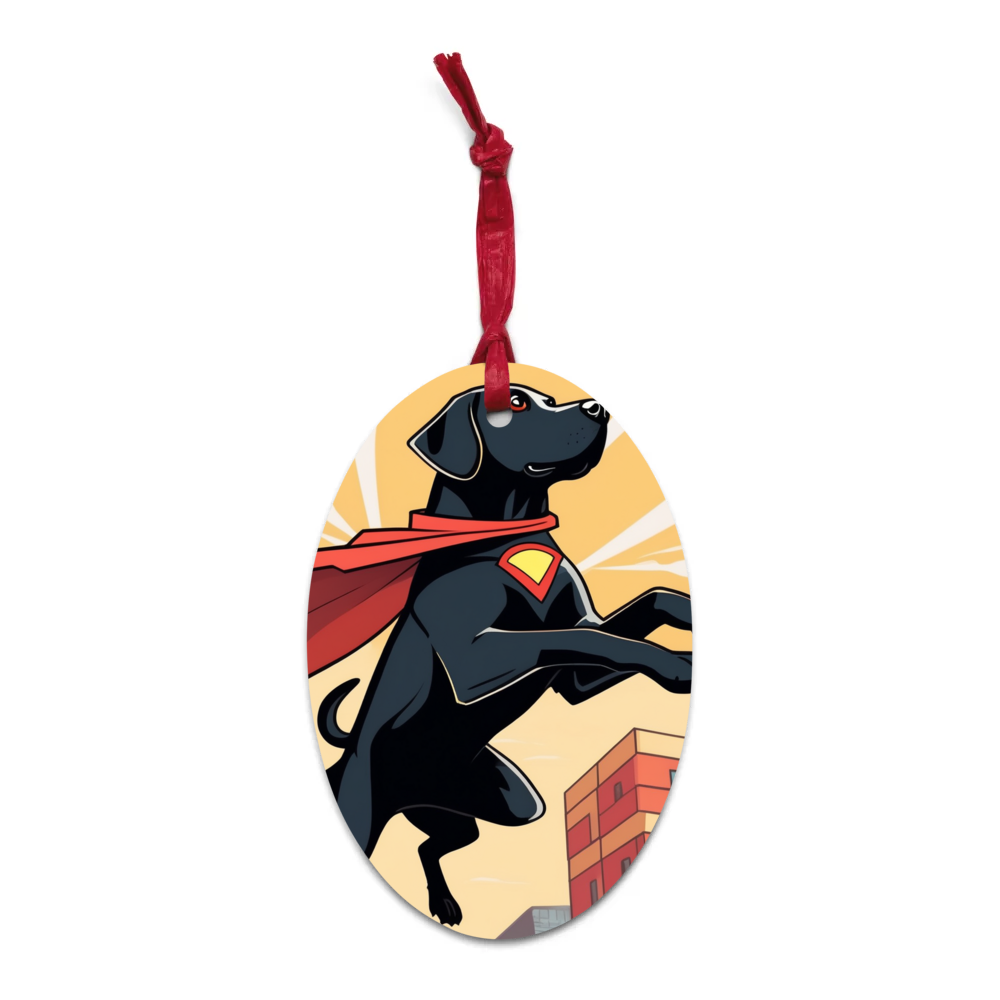 PugMug Custom Black Labrador Retriever Wooden Ornament