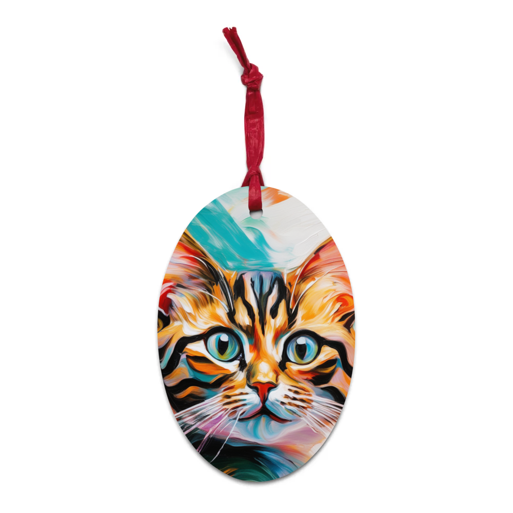 PugMug Custom Tabby Exotic Cat Wooden Ornament