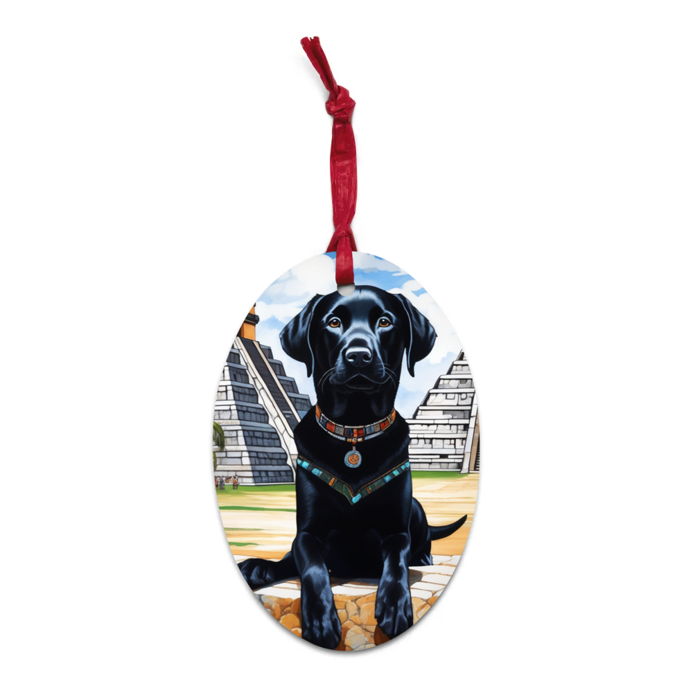 PugMug Custom Black Labrador Retriever Wooden Ornament