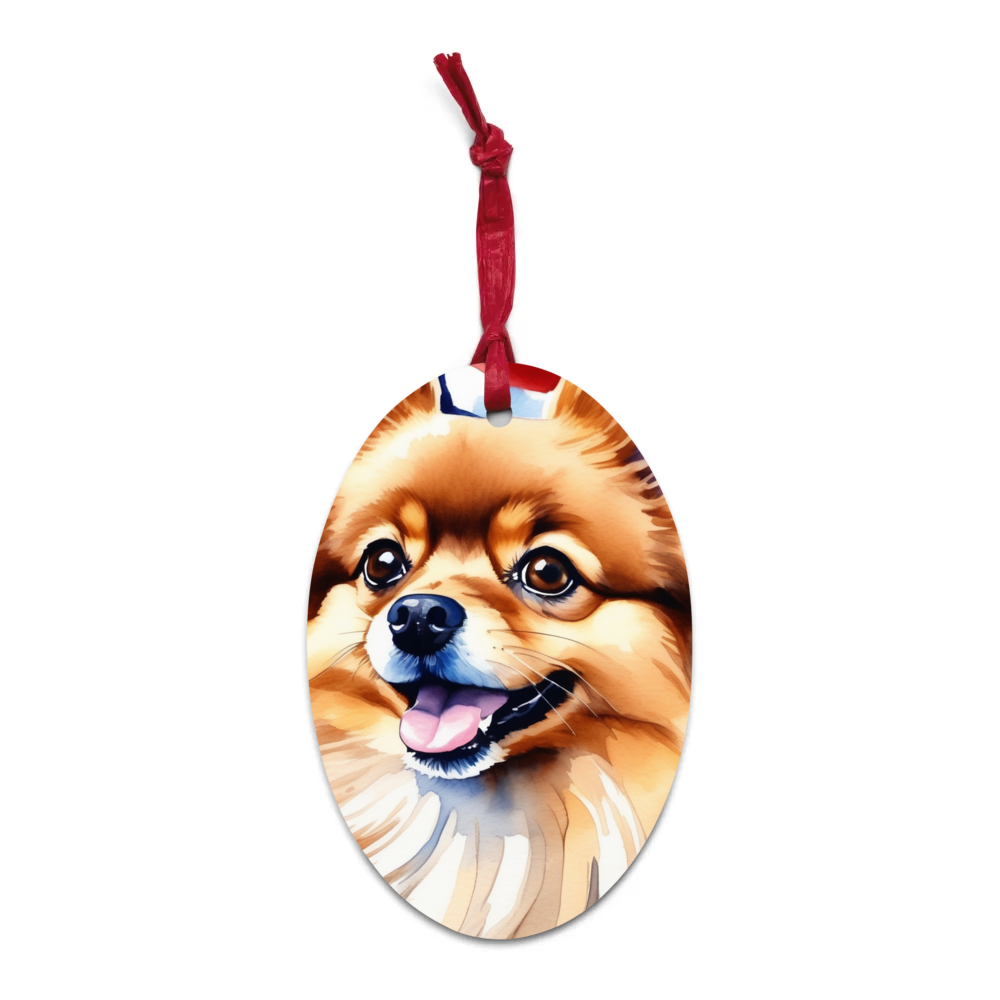 PugMug Custom Tan Pomeranian Wooden Ornament