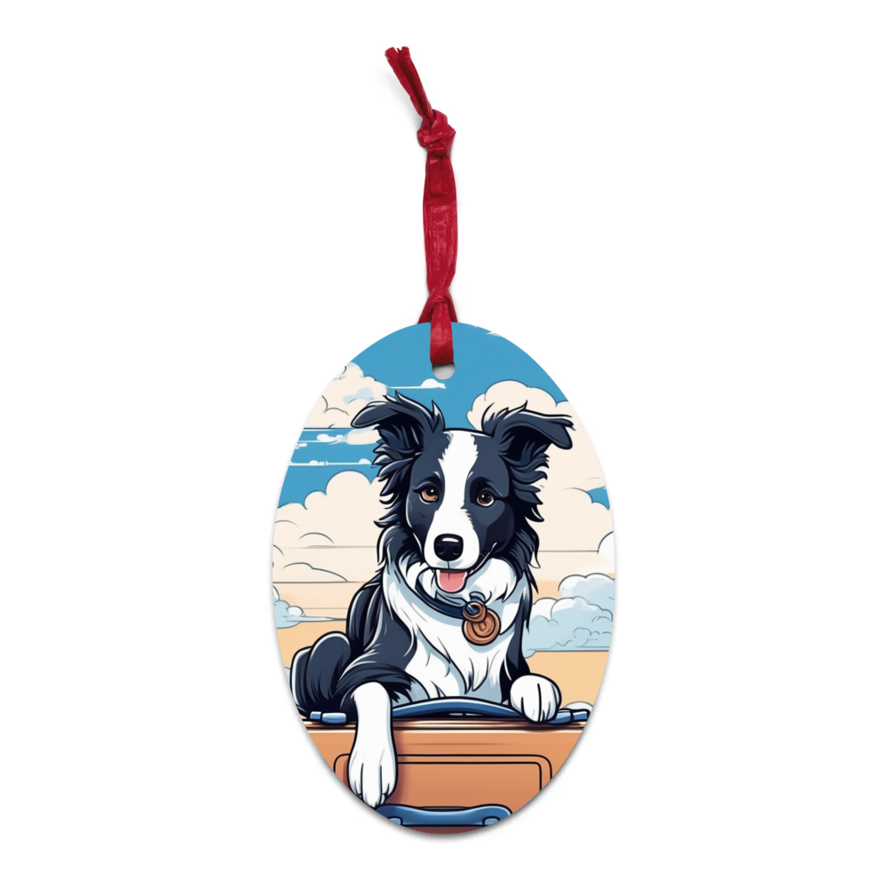 PugMug Custom Border Collie Wooden Ornament
