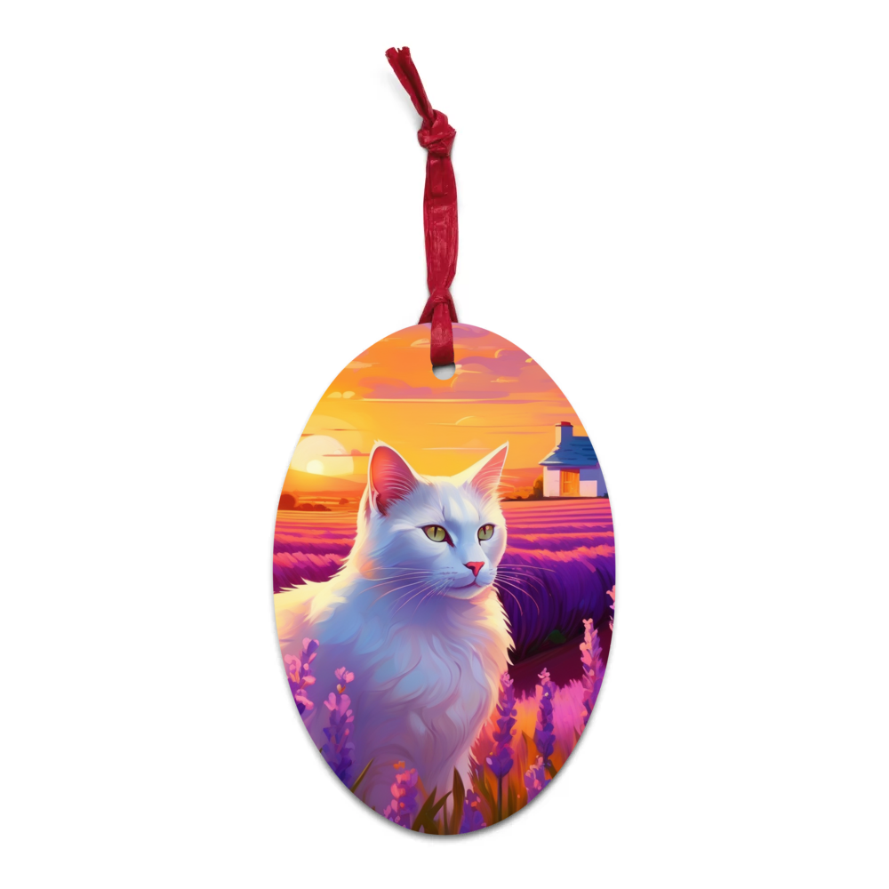 PugMug Custom White Companion Cat Wooden Ornament