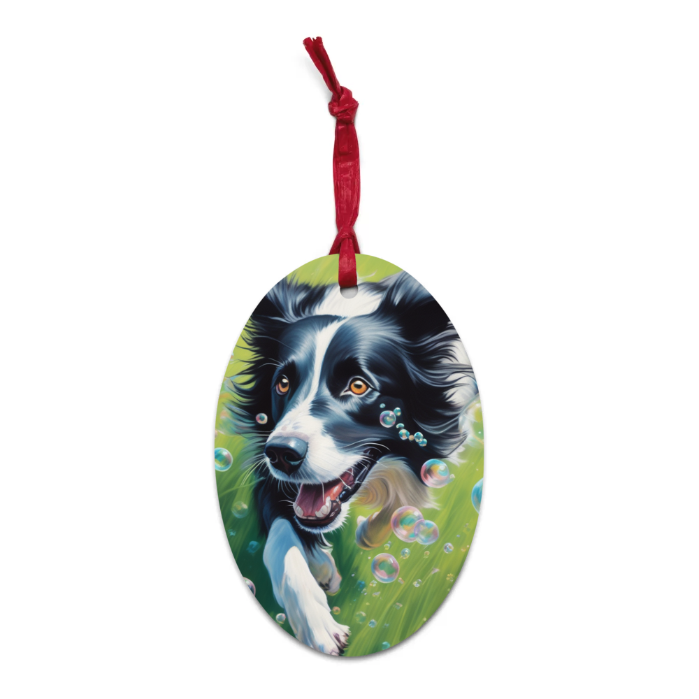PugMug Custom Border Collie Wooden Ornament