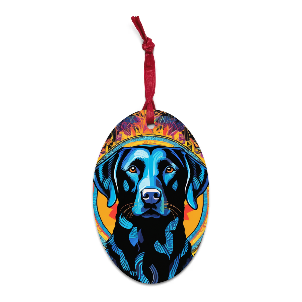 PugMug Custom Black Labrador Retriever Wooden Ornament