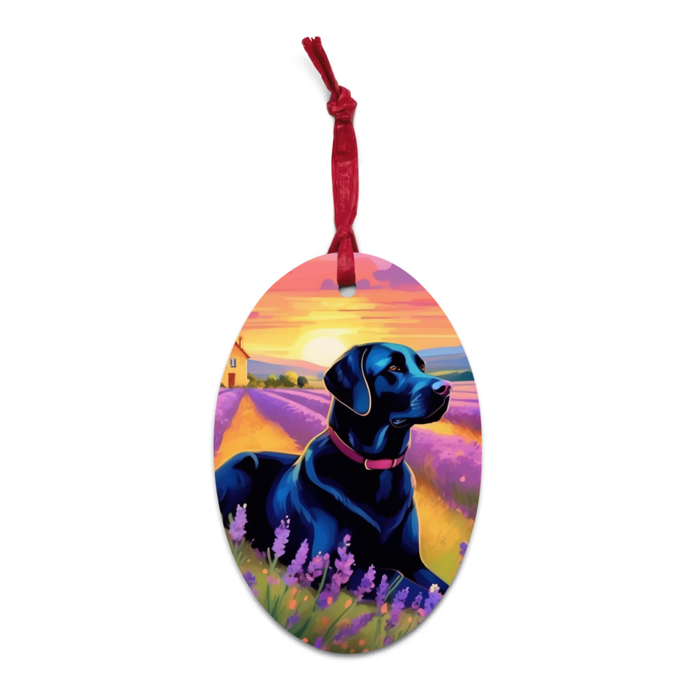 PugMug Custom Black Labrador Retriever Wooden Ornament