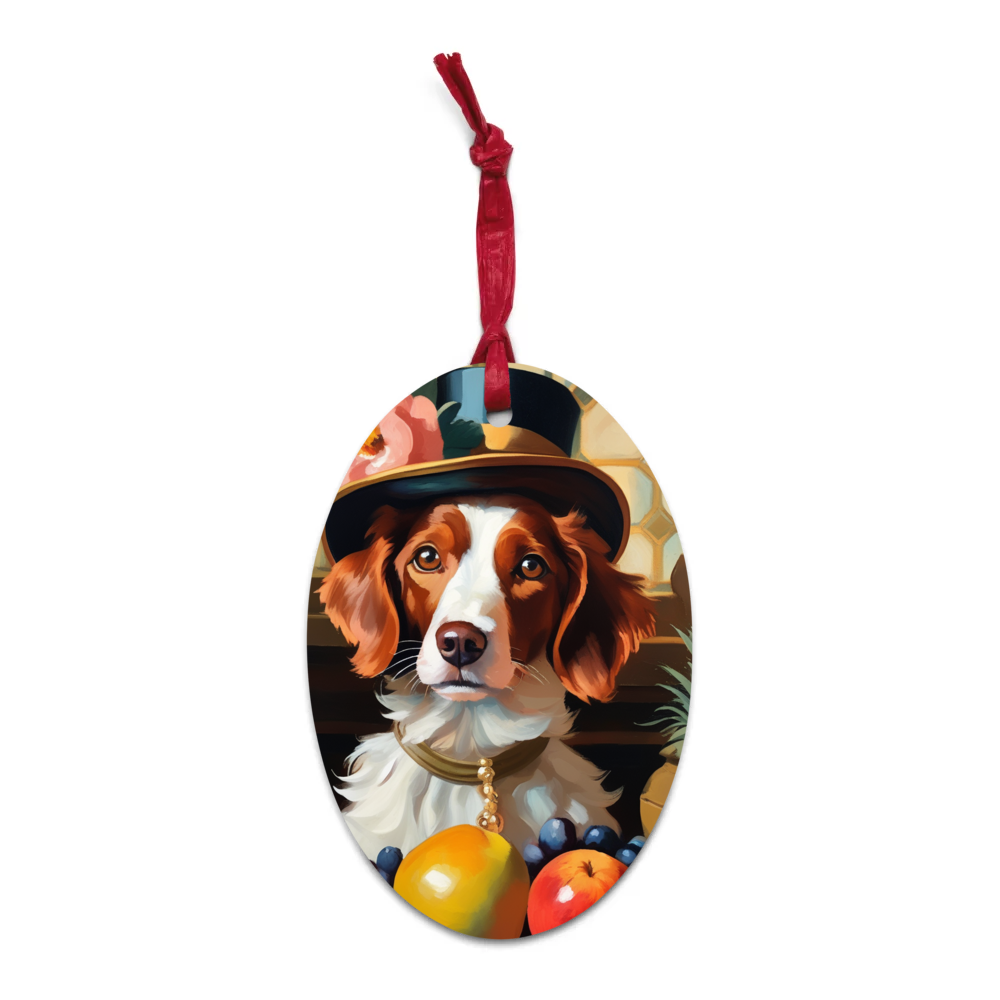 PugMug Custom Brittany Dog Wooden Ornament