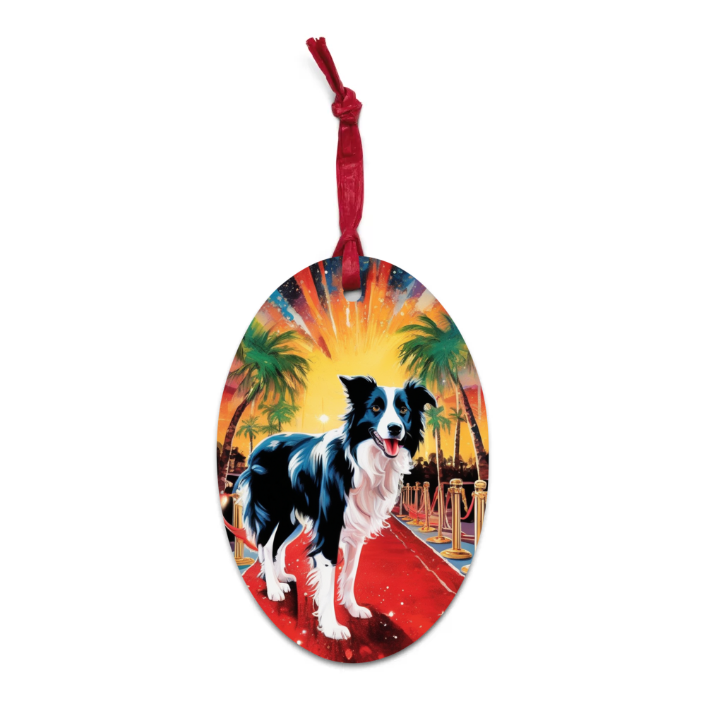 PugMug Custom Border Collie Wooden Ornament