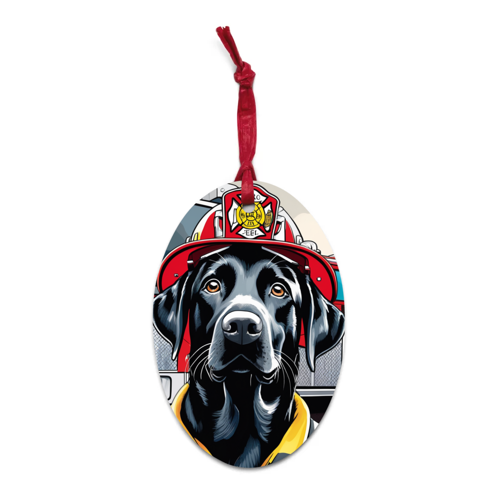 PugMug Custom Black Labrador Retriever Wooden Ornament