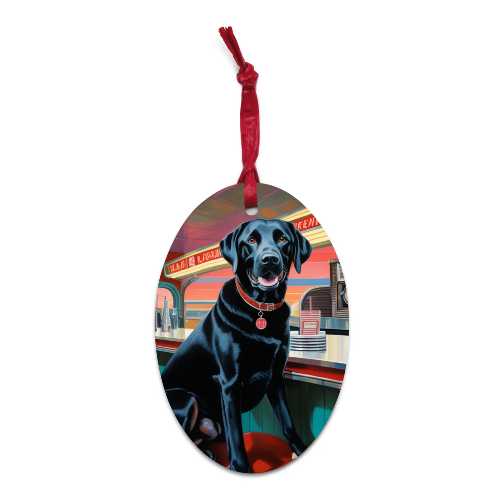 PugMug Custom Black Labrador Retriever Wooden Ornament