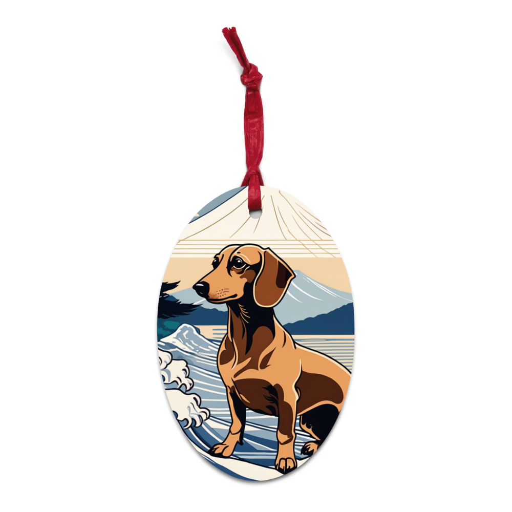 PugMug Custom Tan Dachshund Wooden Ornament