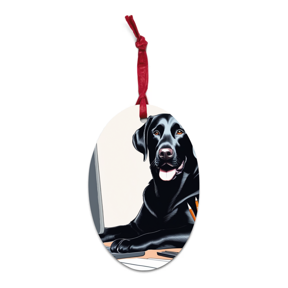 PugMug Custom Black Labrador Retriever Wooden Ornament