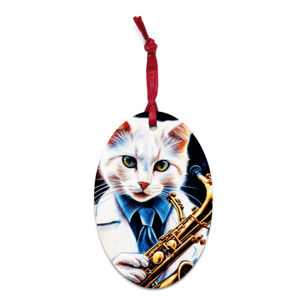 PugMug Custom White Companion Cat Wooden Ornament