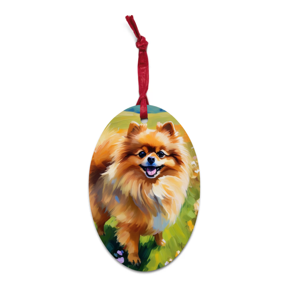 PugMug Custom Tan Pomeranian Wooden Ornament
