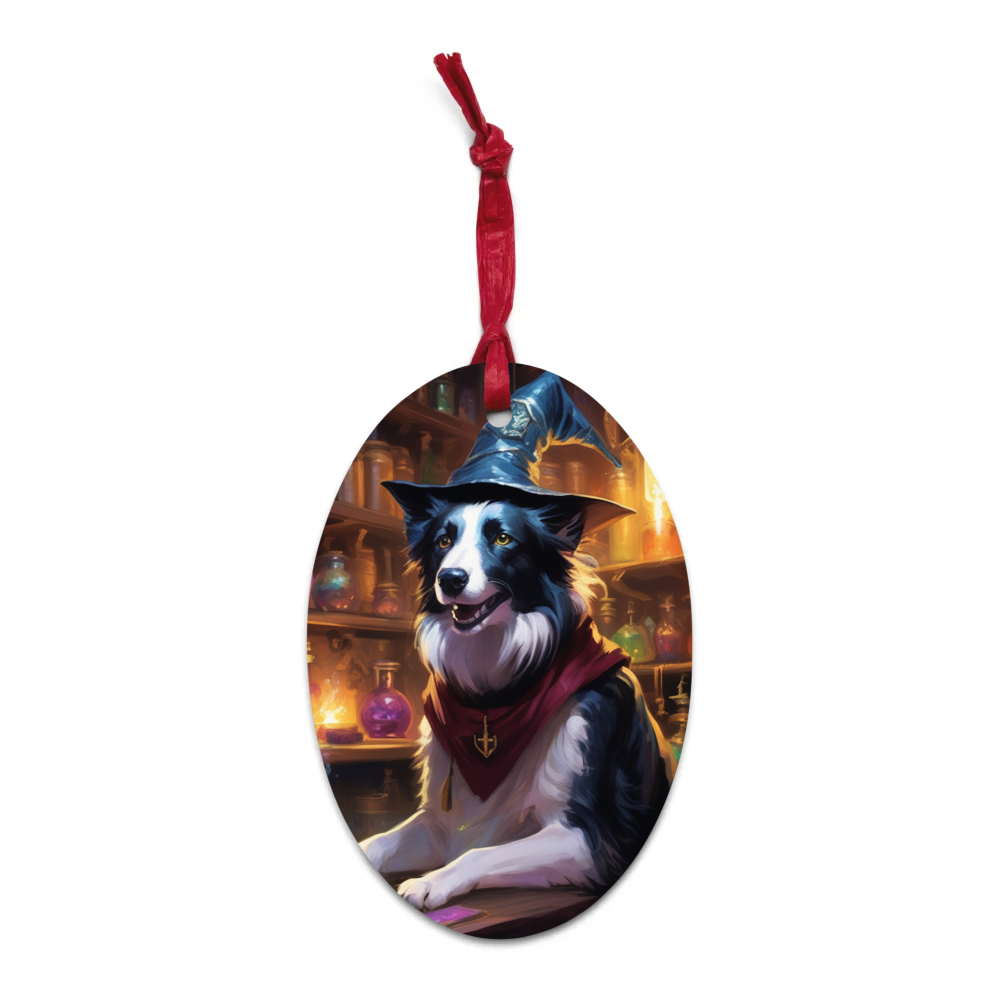 PugMug Custom Border Collie Wooden Ornament