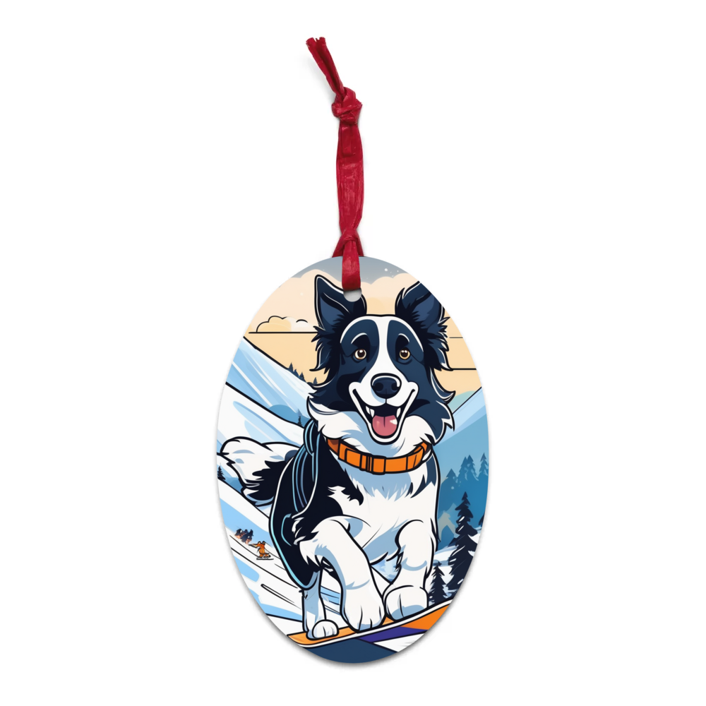 PugMug Custom Border Collie Wooden Ornament