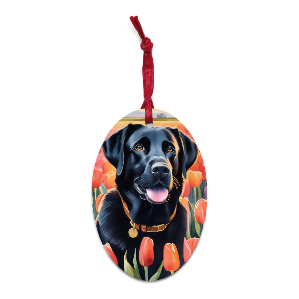 PugMug Custom Black Labrador Retriever Wooden Ornament