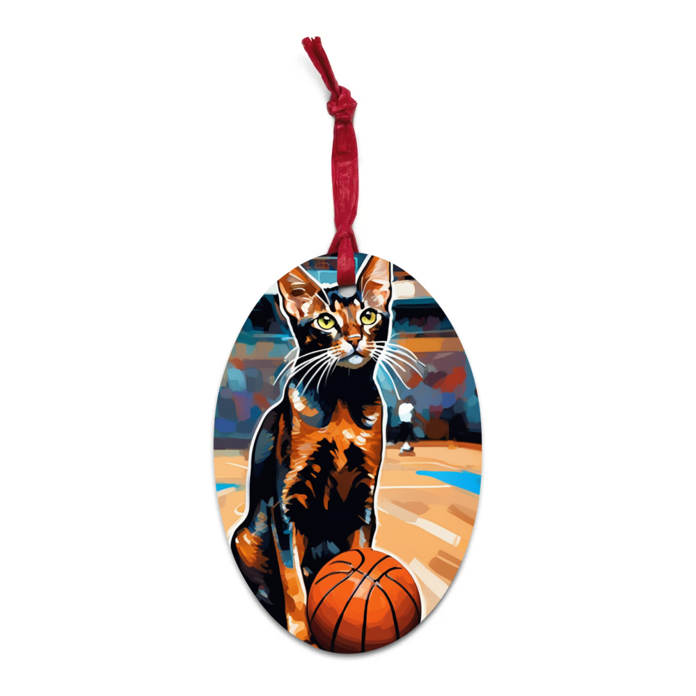 PugMug Custom Black Abyssinian Cat Wooden Ornament