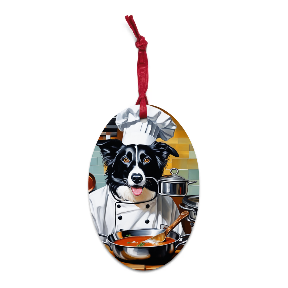 PugMug Custom Border Collie Wooden Ornament