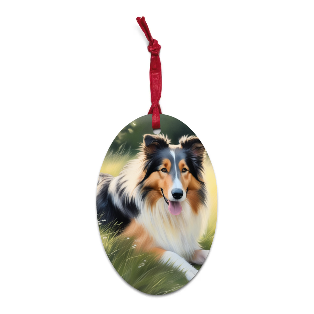 PugMug Custom Collie Wooden Ornament