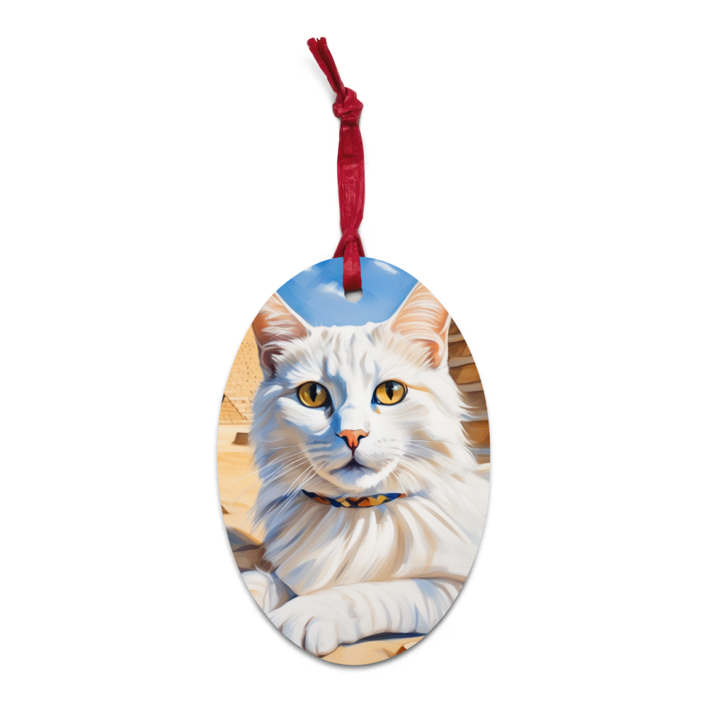PugMug Custom White Companion Cat Wooden Ornament