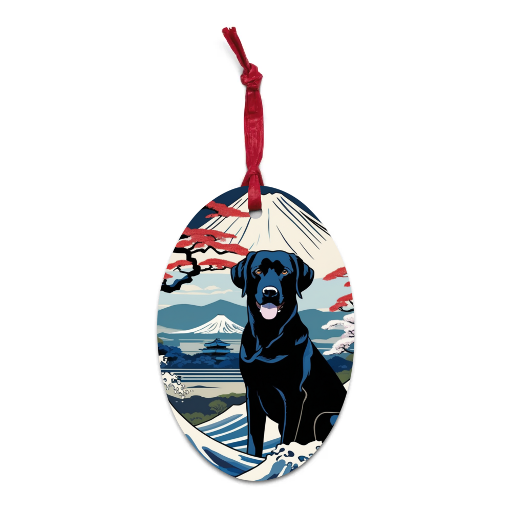 PugMug Custom Black Labrador Retriever Wooden Ornament