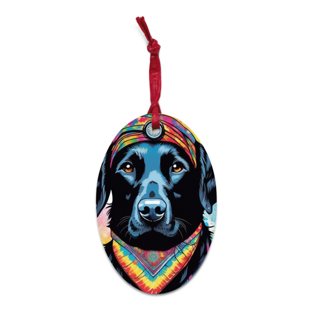 PugMug Custom Black Labrador Retriever Wooden Ornament