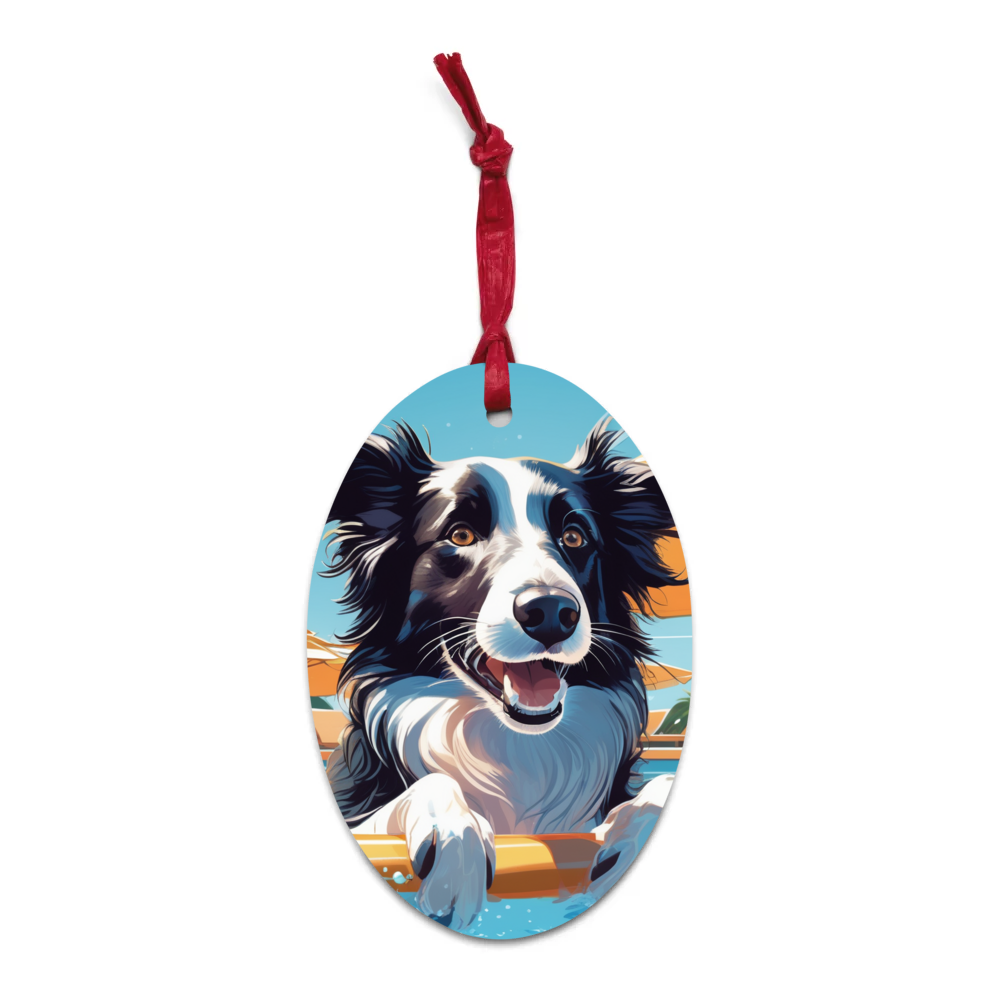 PugMug Custom Border Collie Wooden Ornament