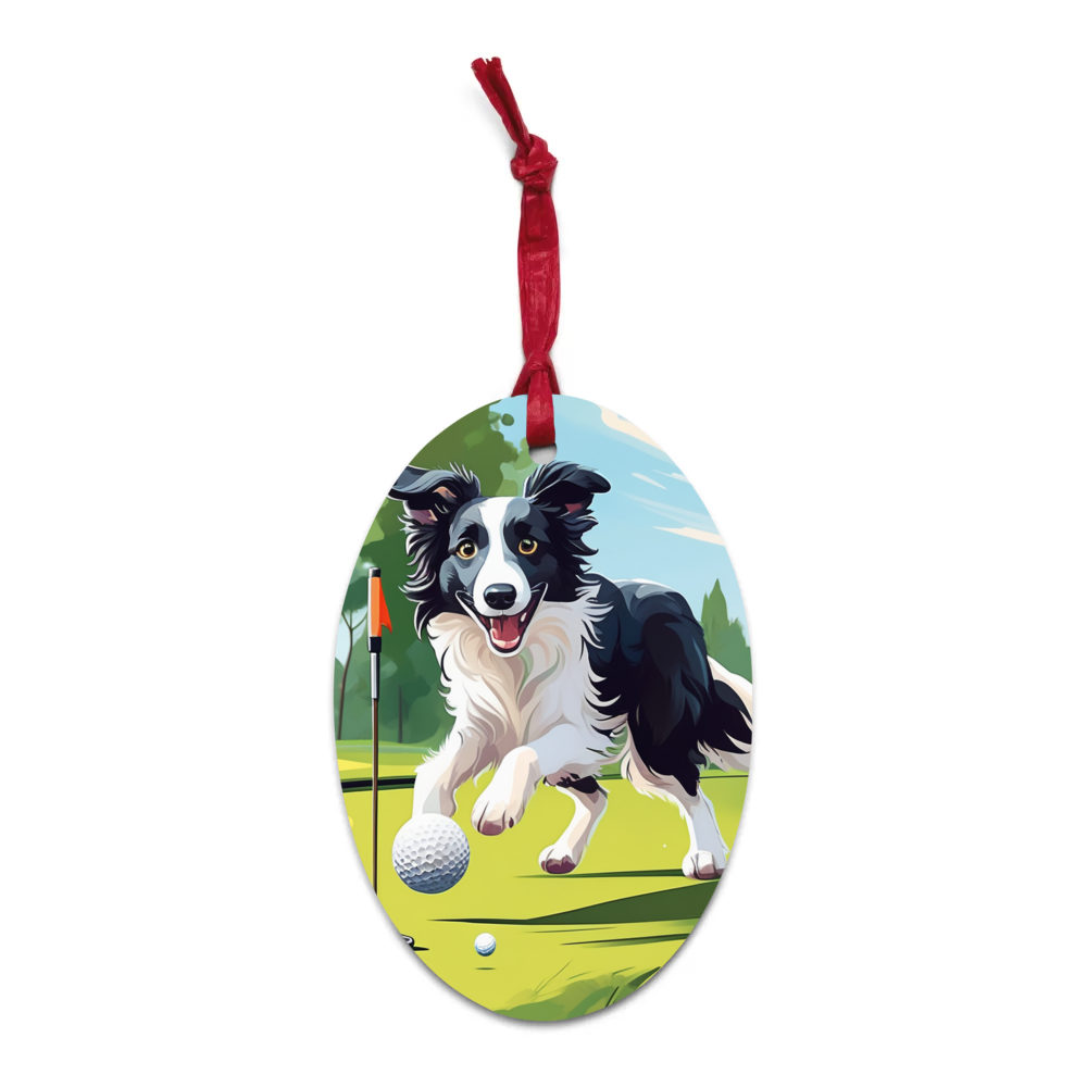PugMug Custom Border Collie Wooden Ornament