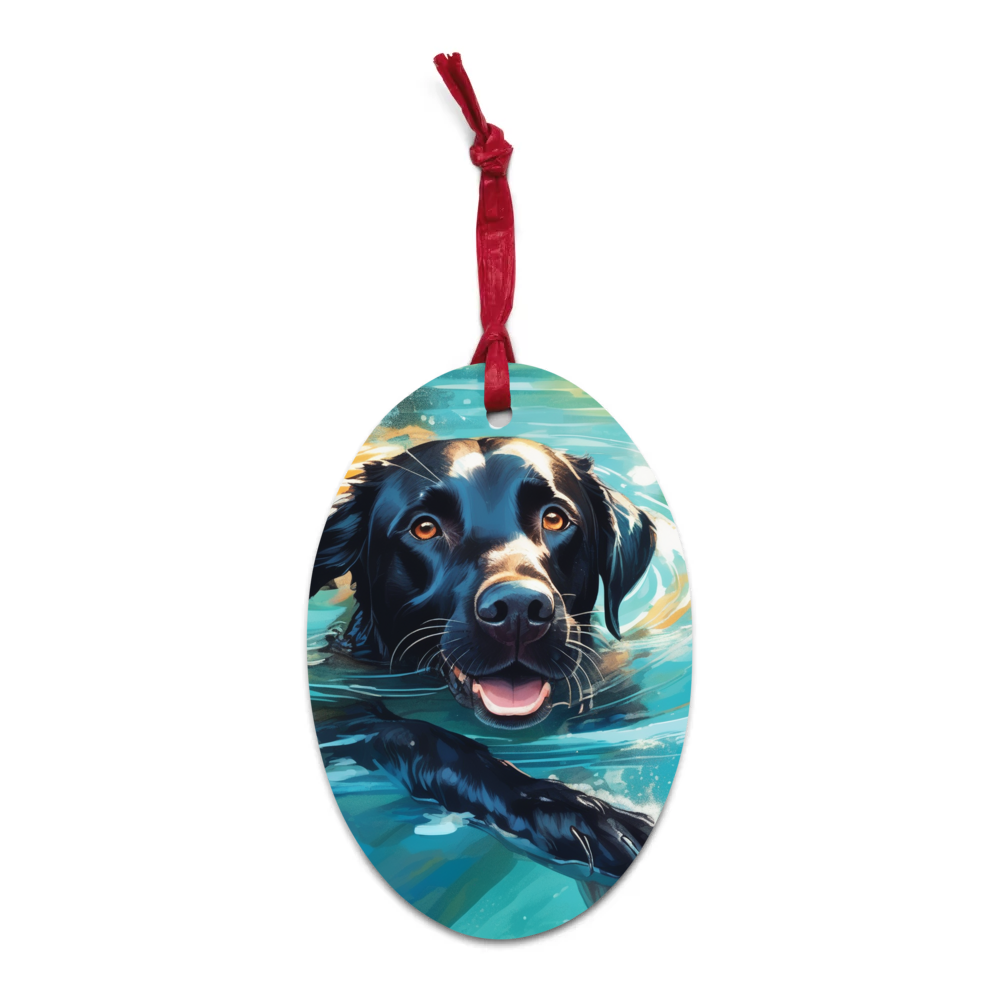 PugMug Custom Black Labrador Retriever Wooden Ornament