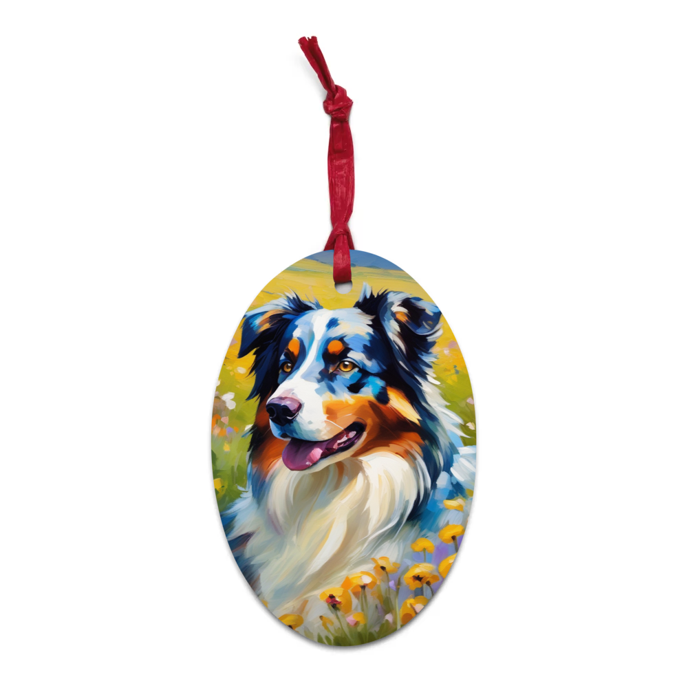 PugMug Custom Australian Shepherd Dog Wooden Ornament
