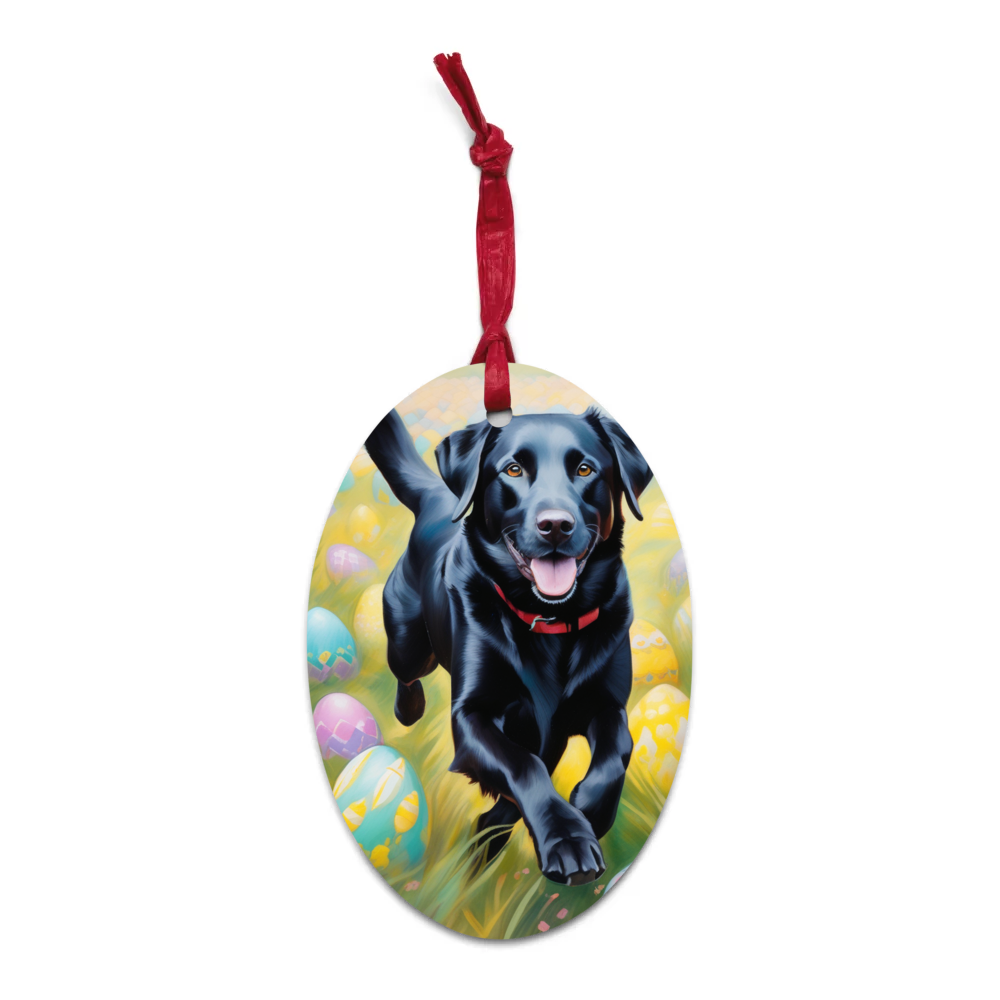 PugMug Custom Black Labrador Retriever Wooden Ornament