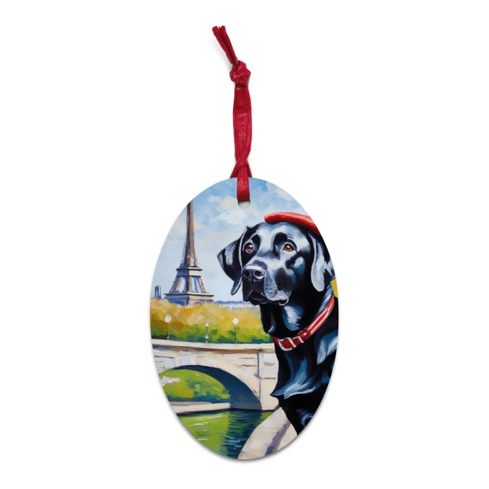 PugMug Custom Black Labrador Retriever Wooden Ornament