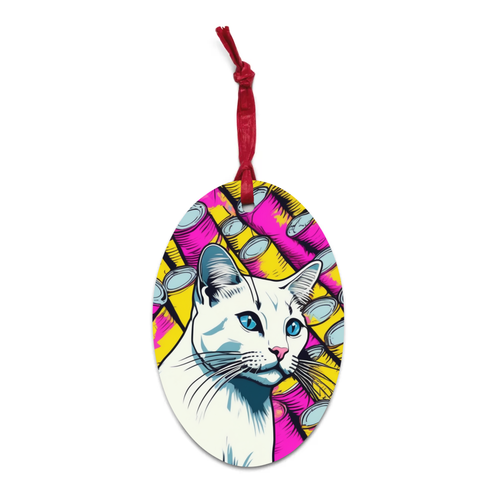 PugMug Custom White Exotic Cat Wooden Ornament