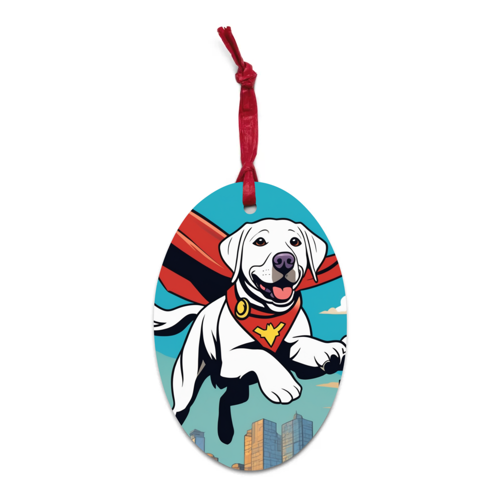 PugMug Custom White Labrador Retriever Wooden Ornament