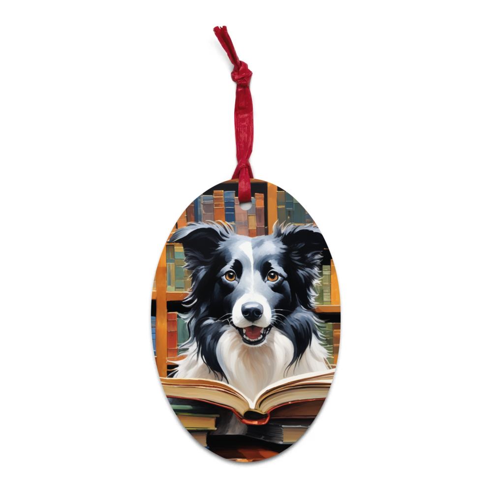 PugMug Custom Border Collie Wooden Ornament
