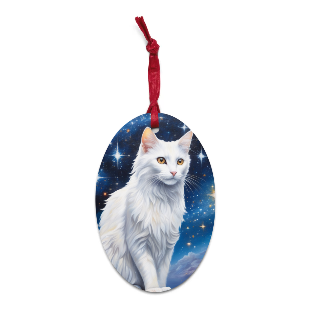 PugMug Custom White Companion Cat Wooden Ornament