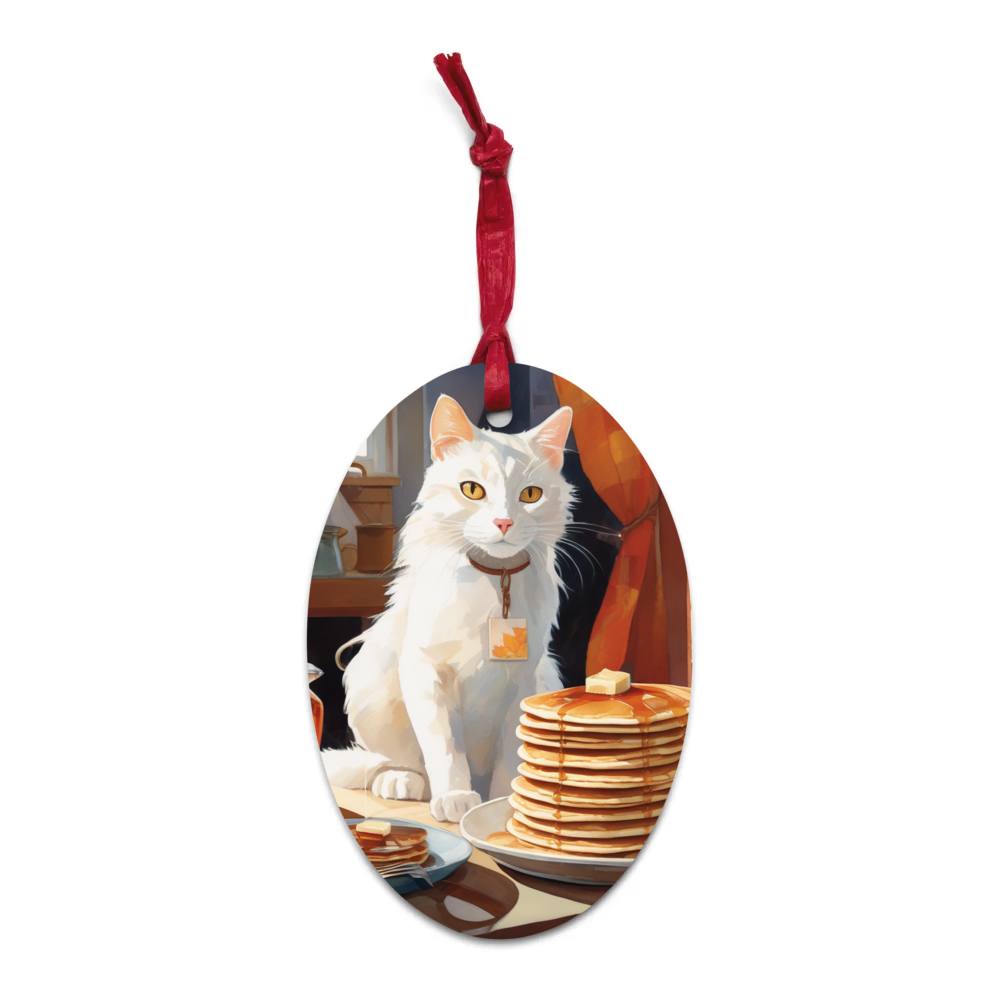 PugMug Custom White Companion Cat Wooden Ornament