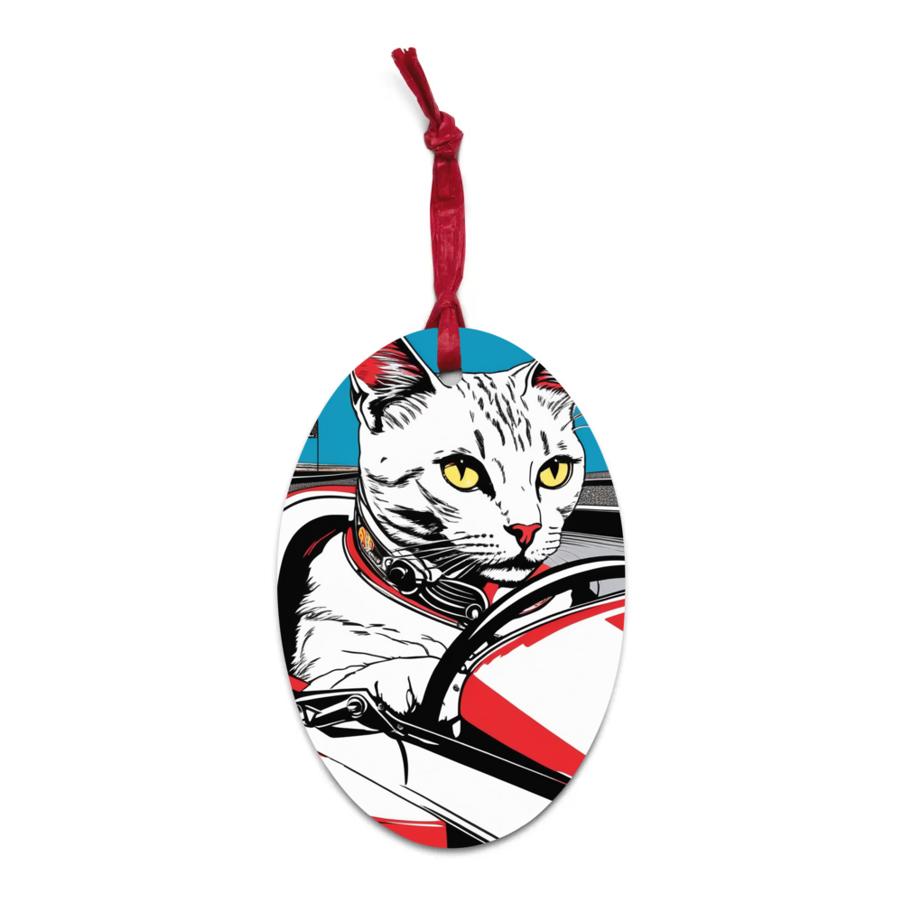 PugMug Custom White Companion Cat Wooden Ornament