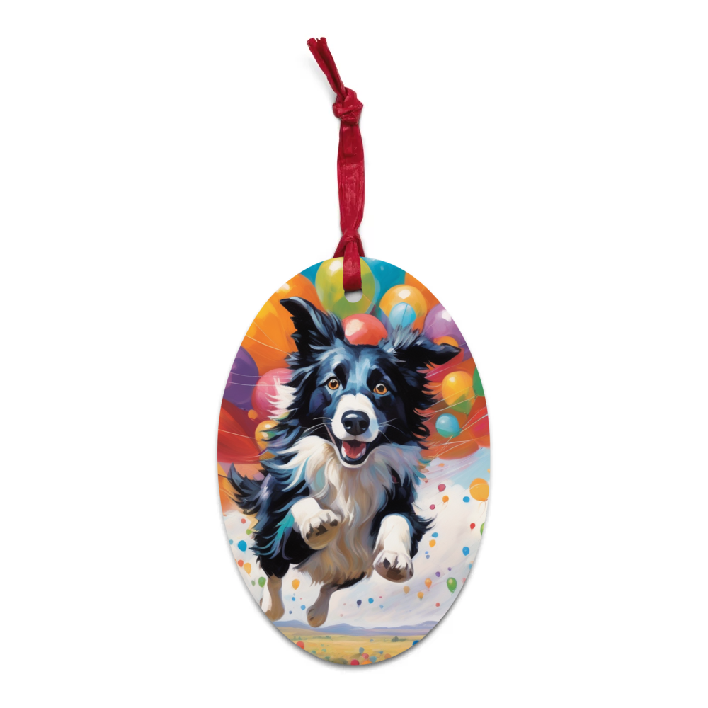 PugMug Custom Border Collie Wooden Ornament