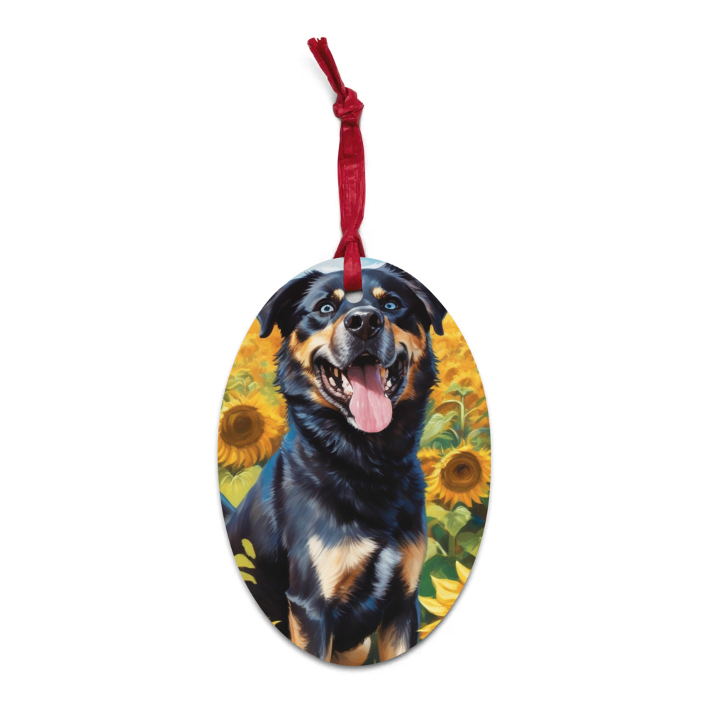 PugMug Custom Blue Wooden Ornament