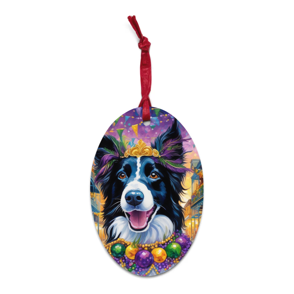 PugMug Custom Border Collie Wooden Ornament
