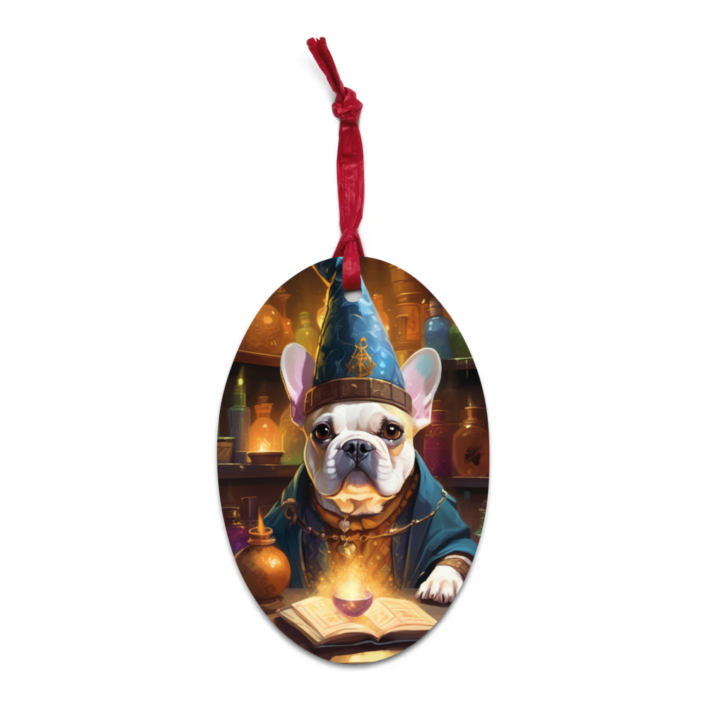 PugMug Custom Tan French Bulldog Wooden Ornament