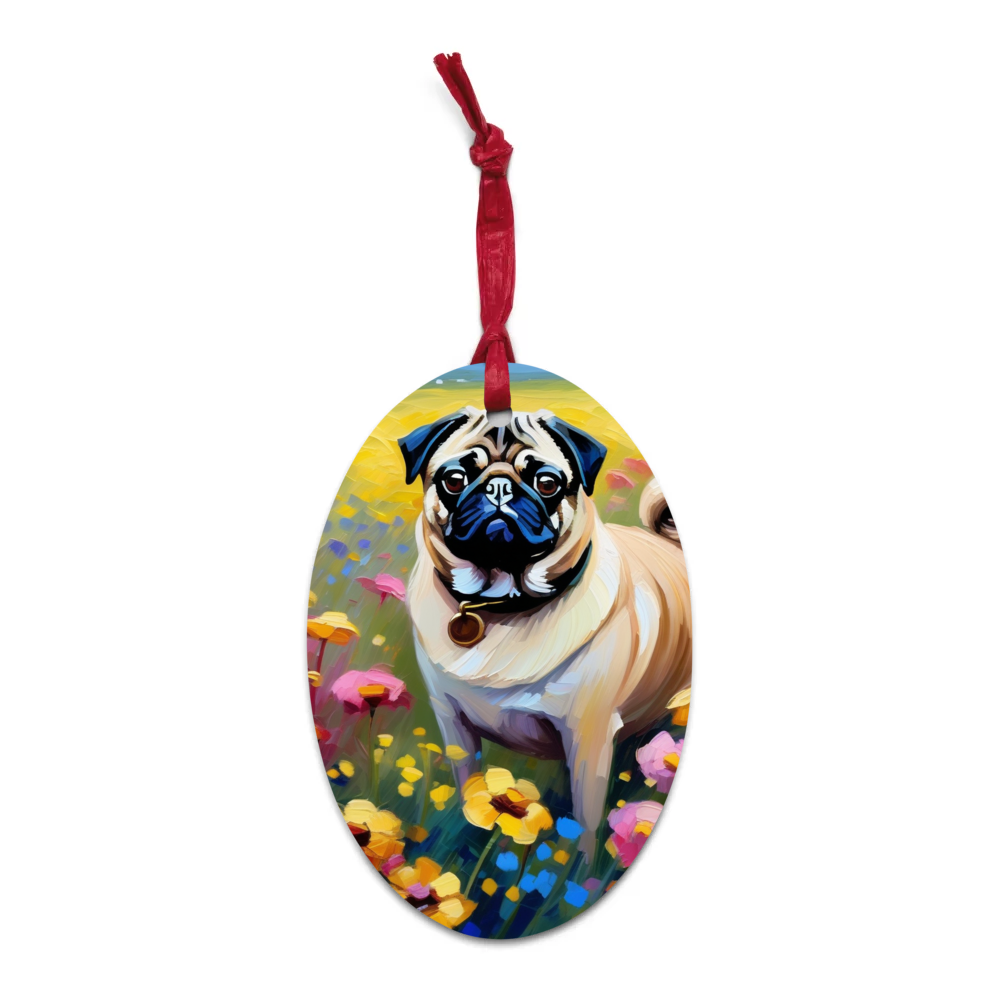 PugMug Custom Pug Wooden Ornament