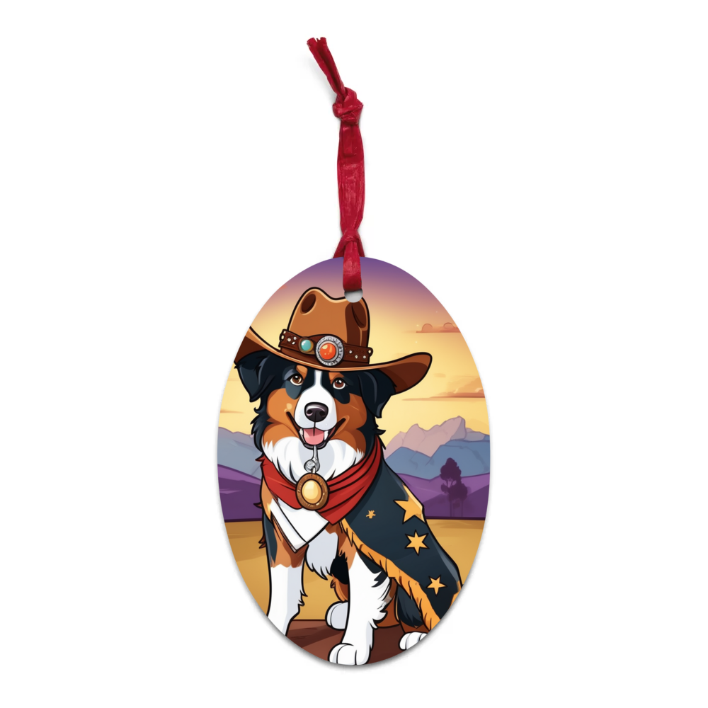 PugMug Custom Australian Shepherd Dog Wooden Ornament