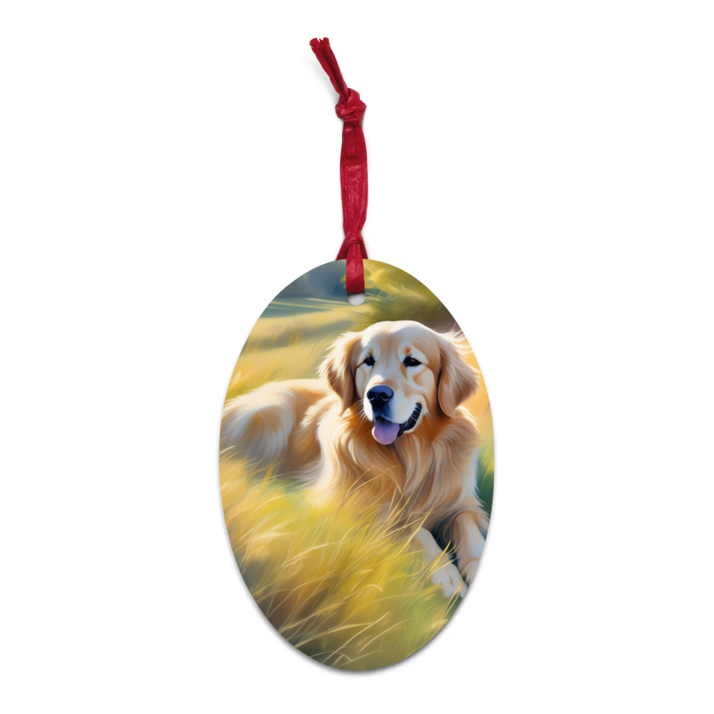 PugMug Custom Golden Retriever Wooden Ornament