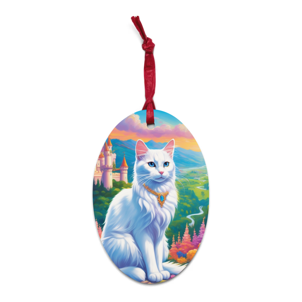 PugMug Custom White Companion Cat Wooden Ornament