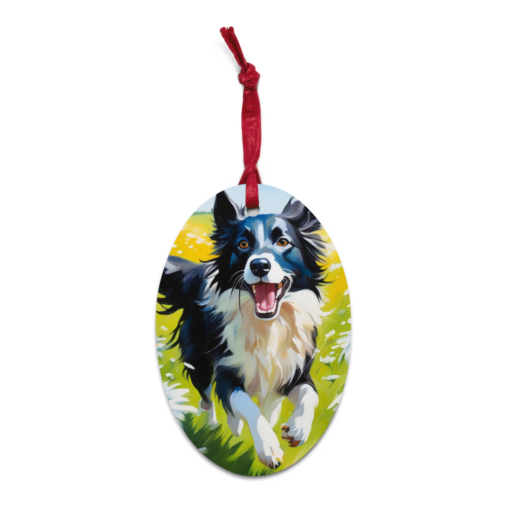 PugMug Custom Border Collie Wooden Ornament